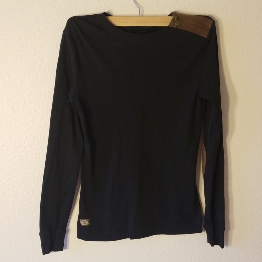 Lauren by Ralph Lauren leather accent shirt